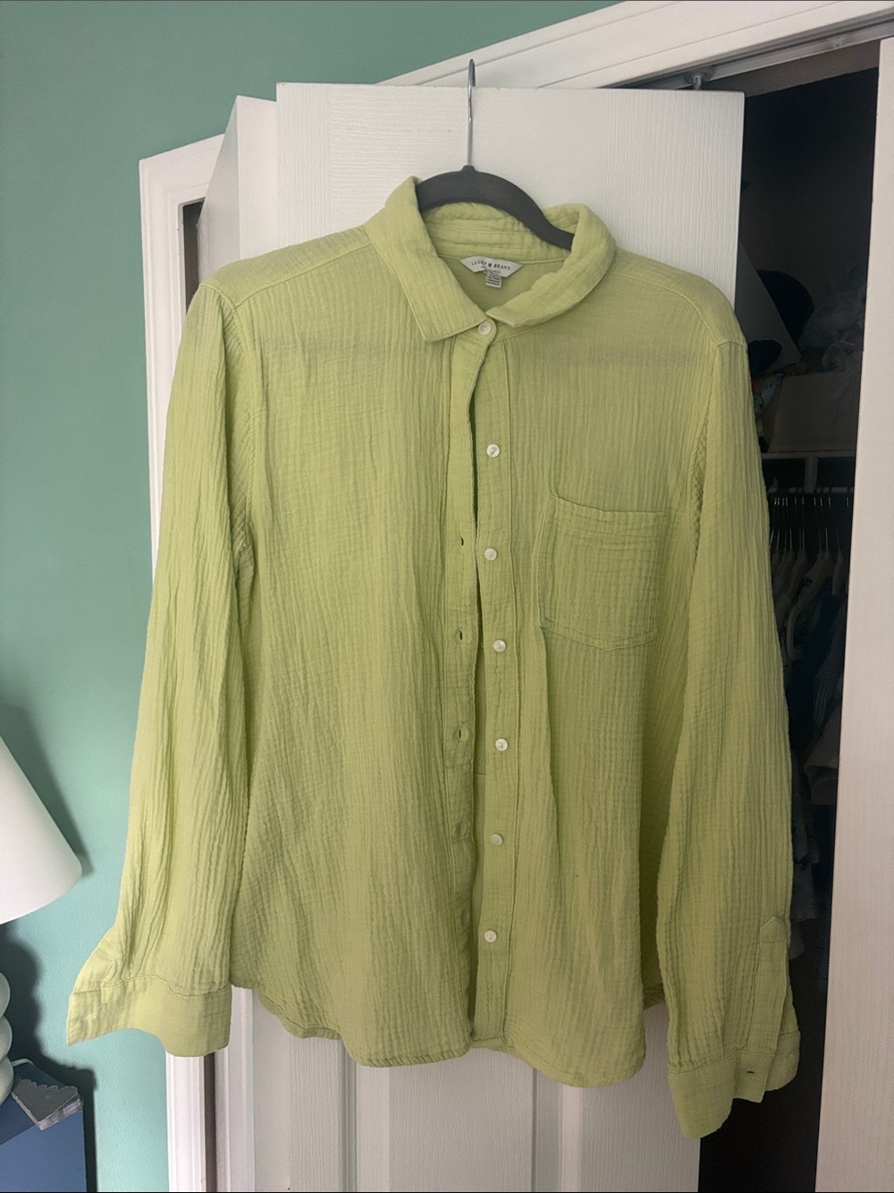 Lucky Brand Light Green Casual Button-Down Shirt